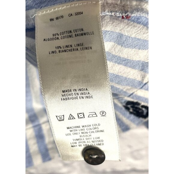 AKEMI KIM ANTHROPOLOGIE Women's Blue White Stripe Embroidered Blouse Medium - Picture 5 of 6